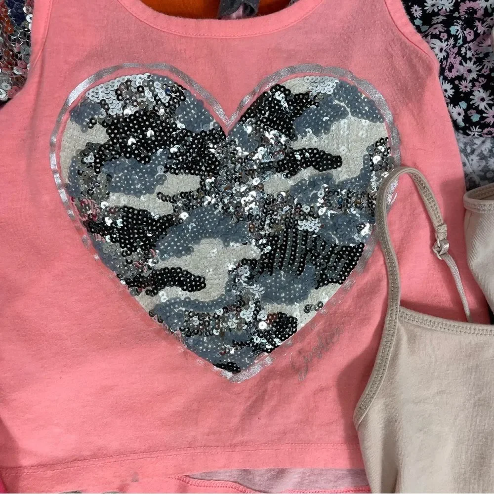Bundle of 7 Girl's Tops: Sleeveless, tank, tee. Size 6-6X